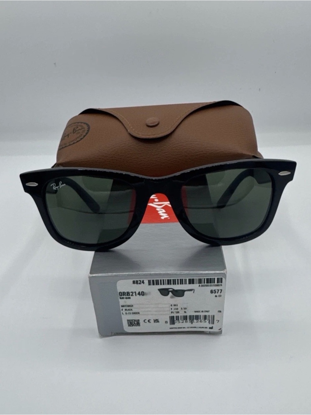 Ray-Ban Wayfarer ORB2140 50-22 Black Frame With G-15 Lenses